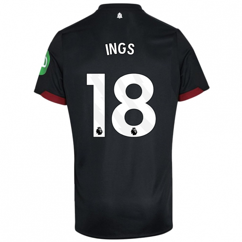 Kandiny Mujer Camiseta Danny Ings #18 Negro Blanco 2ª Equipación 2024/25 La Camisa Chile