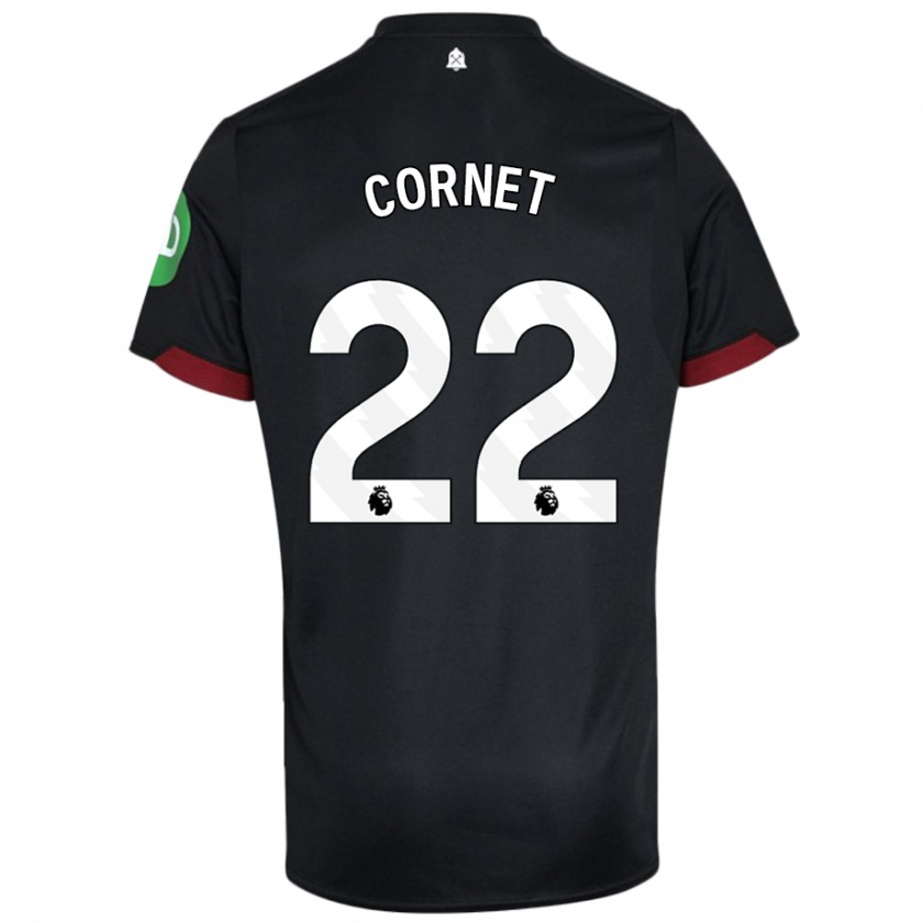 Kandiny Mujer Camiseta Maxwel Cornet #22 Negro Blanco 2ª Equipación 2024/25 La Camisa Chile