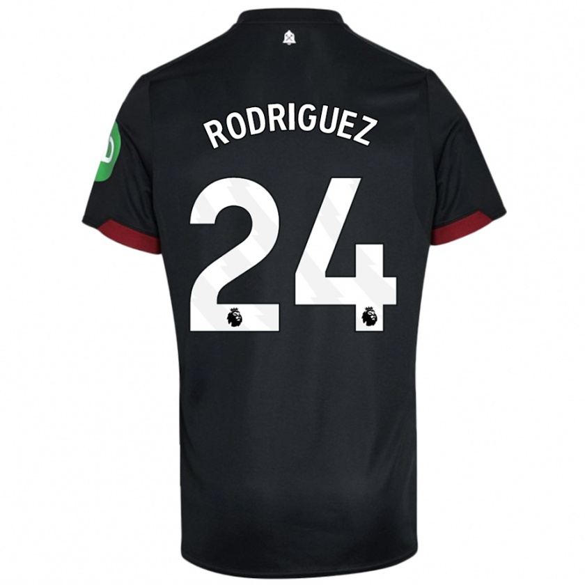 Kandiny Mujer Camiseta Guido Rodríguez #24 Negro Blanco 2ª Equipación 2024/25 La Camisa Chile