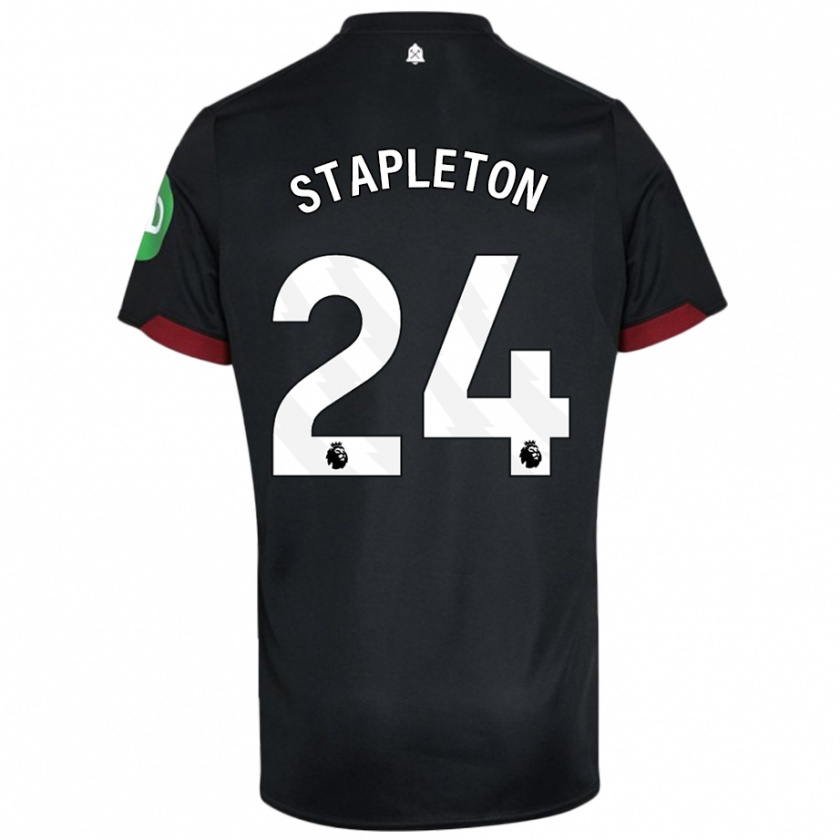 Kandiny Mujer Camiseta Jessie Stapleton #24 Negro Blanco 2ª Equipación 2024/25 La Camisa Chile