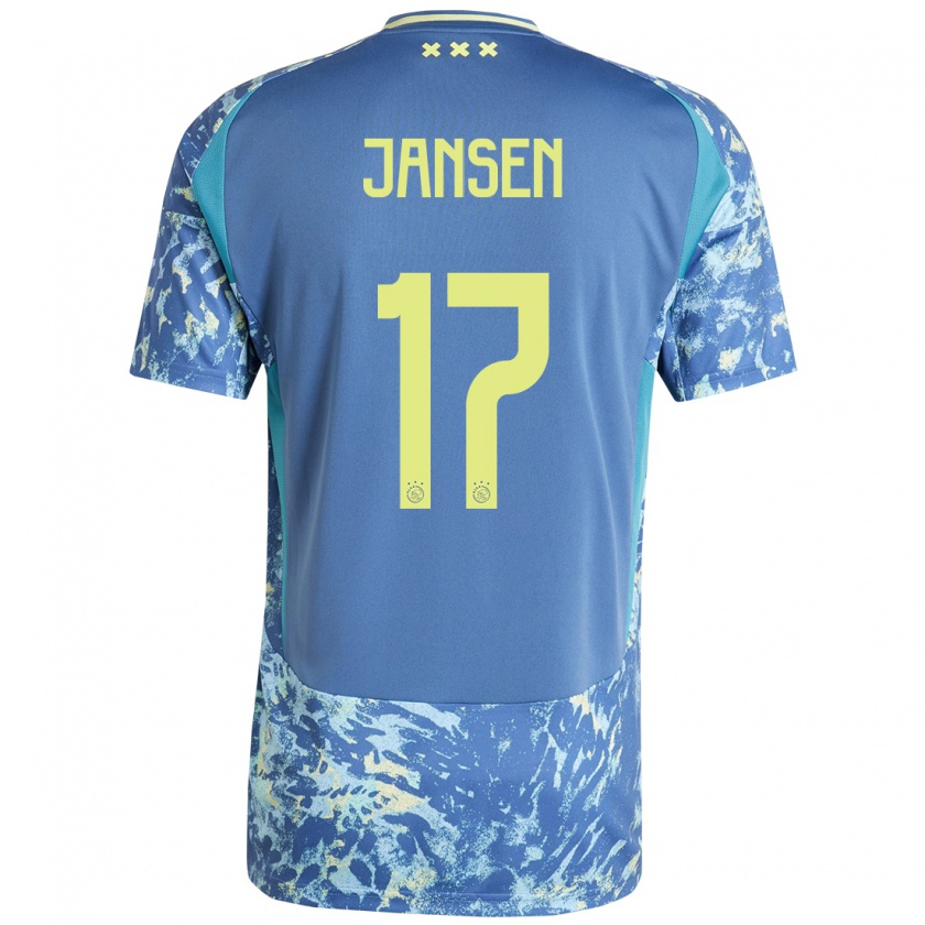 Kandiny Mujer Camiseta Bente Jansen #17 Gris Azul Amarillo 2ª Equipación 2024/25 La Camisa Chile