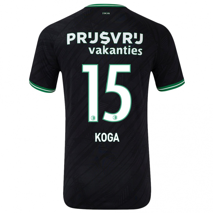 Kandiny Mujer Camiseta Tōko Koga #15 Negro Verde 2ª Equipación 2024/25 La Camisa Chile