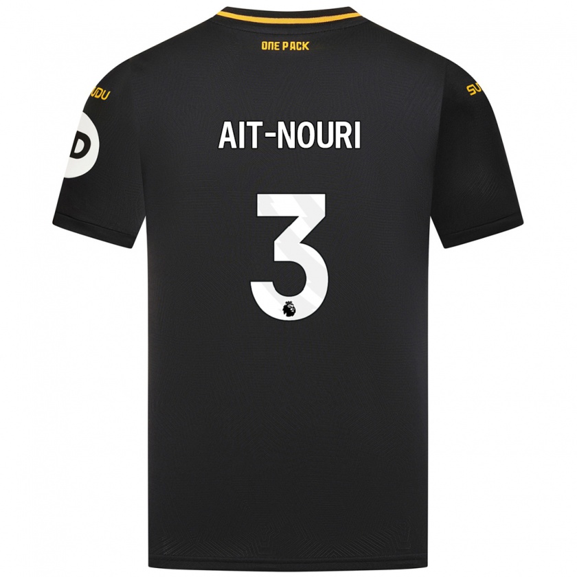 Kandiny Mujer Camiseta Rayan Aït-Nouri #3 Negro 2ª Equipación 2024/25 La Camisa Chile