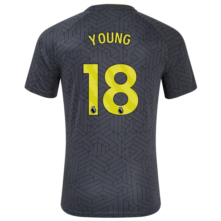 Kandiny Mujer Camiseta Ashley Young #18 Negro Amarillo 2ª Equipación 2024/25 La Camisa Chile