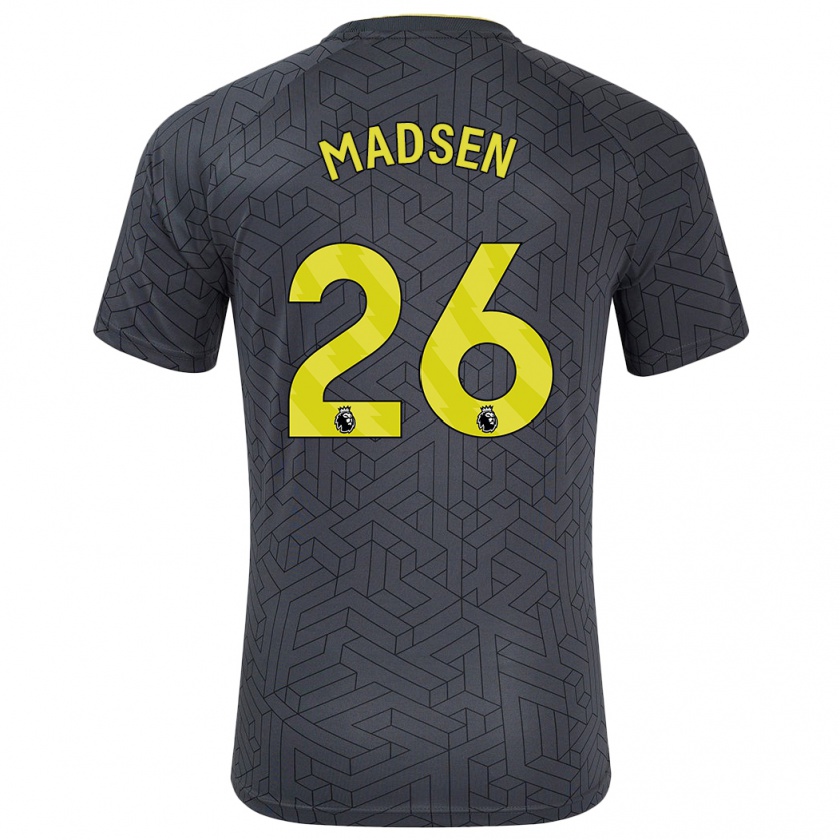 Kandiny Mujer Camiseta Rikke Madsen #26 Negro Amarillo 2ª Equipación 2024/25 La Camisa Chile