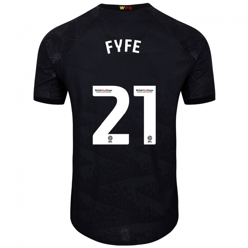 Kandiny Mujer Camiseta Flo Fyfe #21 Negro Blanco 2ª Equipación 2024/25 La Camisa Chile