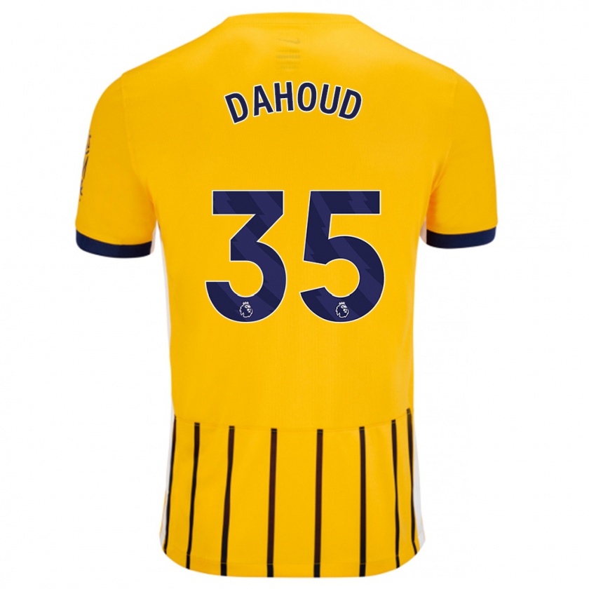 Kandiny Mujer Camiseta Mahmoud Dahoud #35 Dorado Azul Rayas 2ª Equipación 2024/25 La Camisa Chile