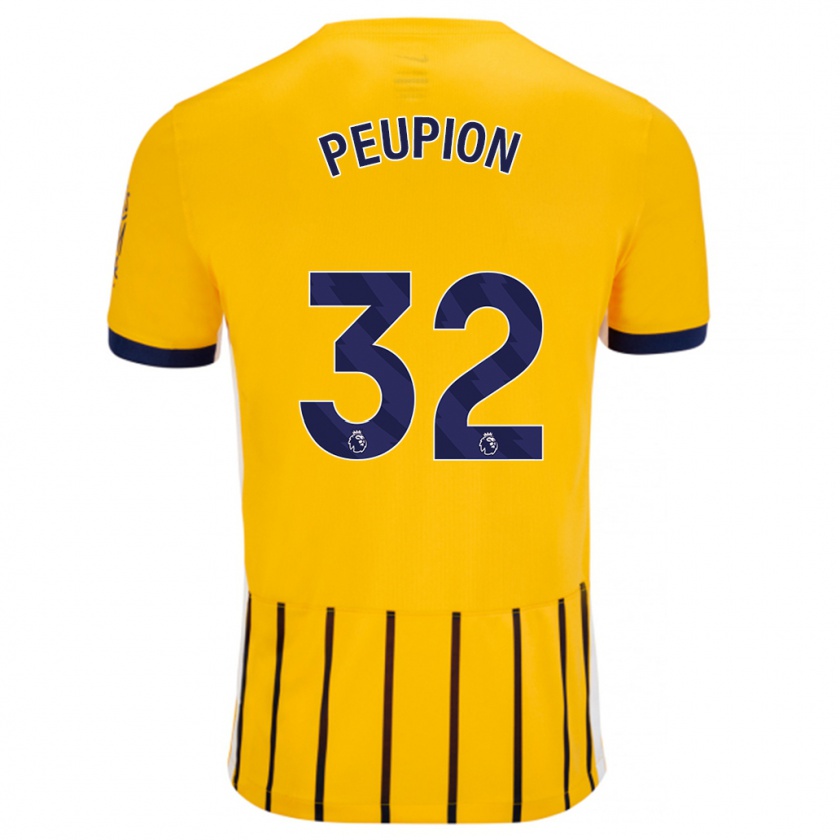 Kandiny Mujer Camiseta Cameron Peupion #32 Dorado Azul Rayas 2ª Equipación 2024/25 La Camisa Chile