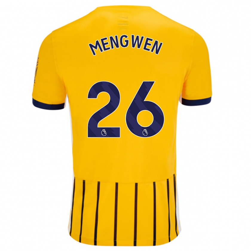 Kandiny Mujer Camiseta Li Mengwen #26 Dorado Azul Rayas 2ª Equipación 2024/25 La Camisa Chile