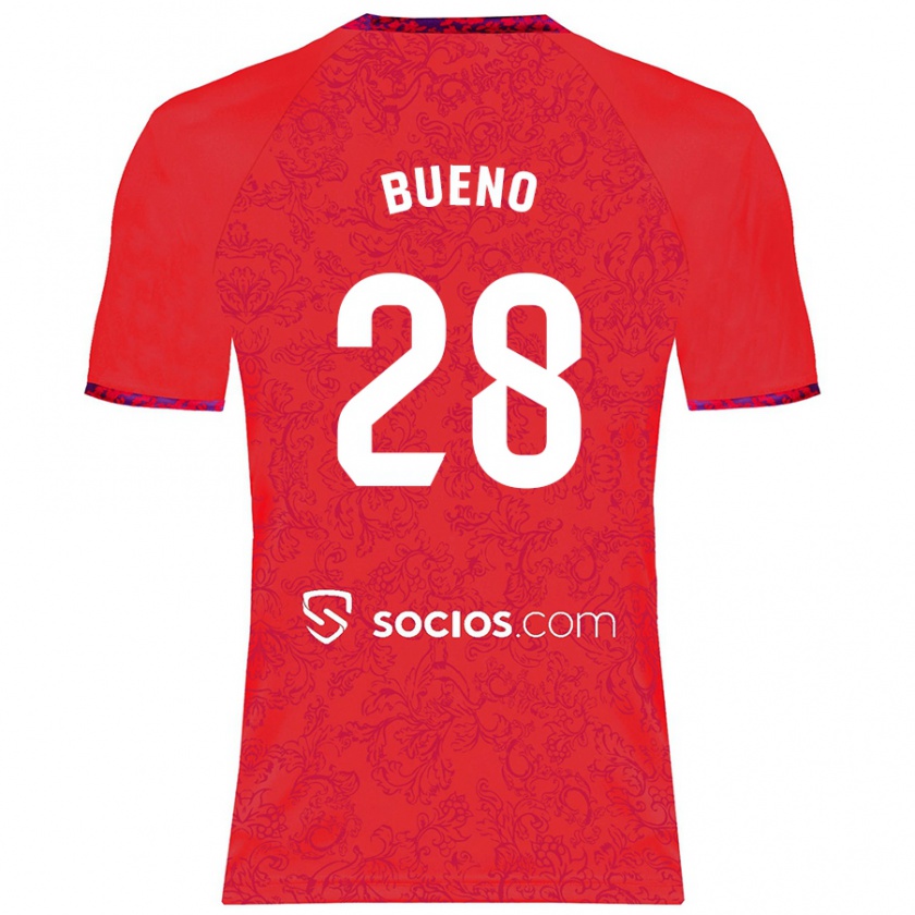 Kandiny Mujer Camiseta Manu Bueno #28 Rojo 2ª Equipación 2024/25 La Camisa Chile