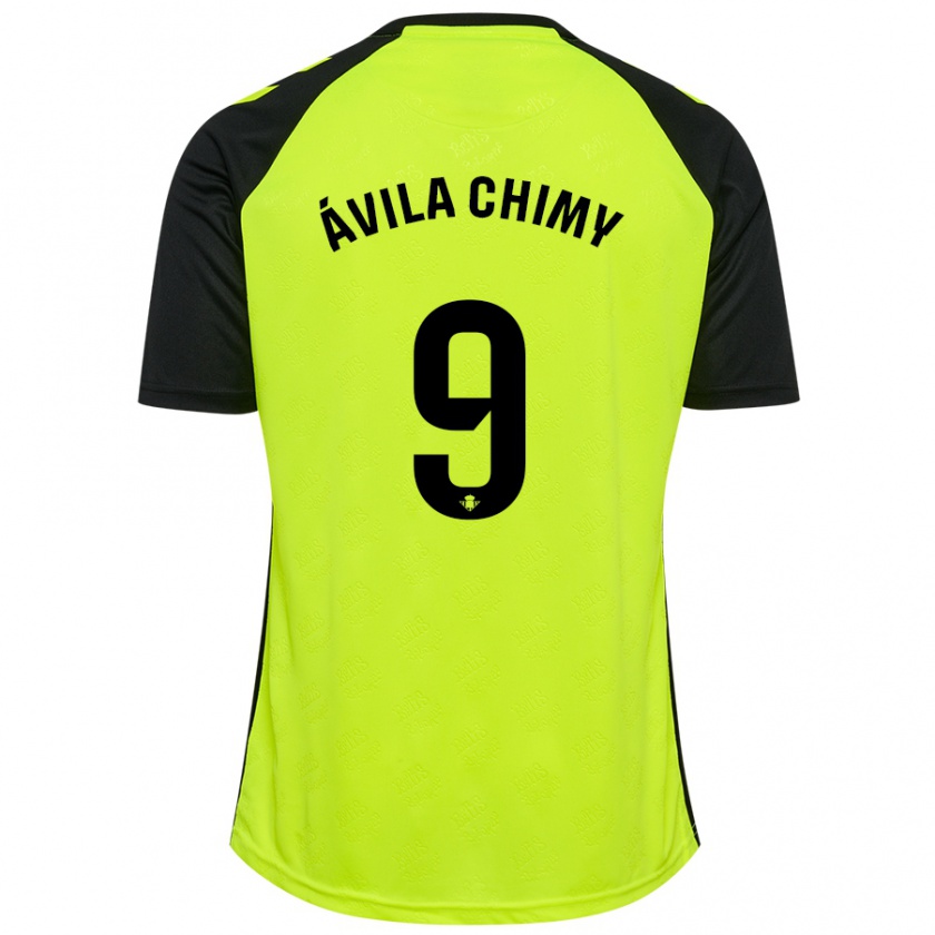 Kandiny Mujer Camiseta Chimy Ávila #9 Amarillo Fluorescente Negro 2ª Equipación 2024/25 La Camisa Chile