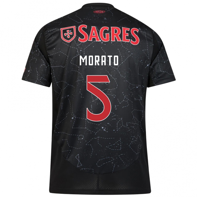 Kandiny Mujer Camiseta Morato #5 Negro Rojo 2ª Equipación 2024/25 La Camisa Chile