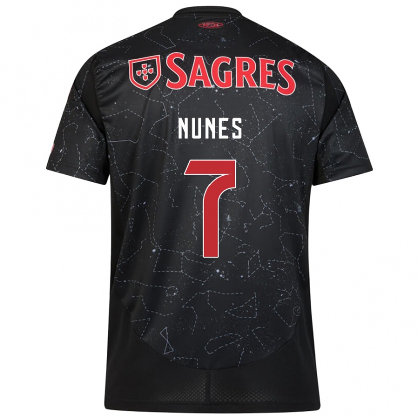 Kandiny Mujer Camiseta Bernardo Nunes #7 Negro Rojo 2ª Equipación 2024/25 La Camisa Chile