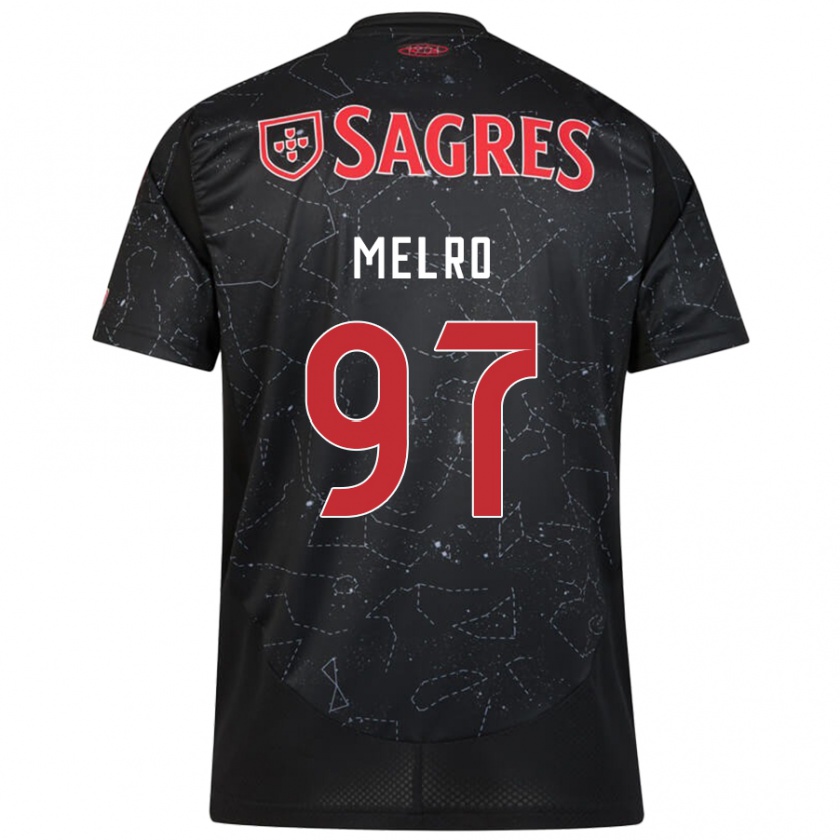 Kandiny Mujer Camiseta José Melro #97 Negro Rojo 2ª Equipación 2024/25 La Camisa Chile