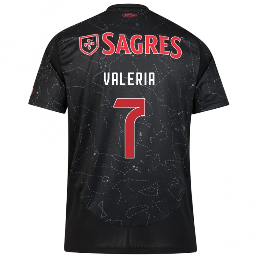 Kandiny Mujer Camiseta Valeria #7 Negro Rojo 2ª Equipación 2024/25 La Camisa Chile