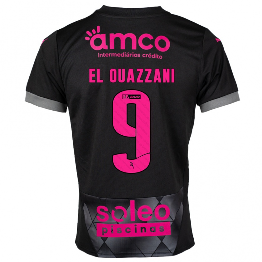 Kandiny Mujer Camiseta Amine El Ouazzani #9 Negro Rosa 2ª Equipación 2024/25 La Camisa Chile