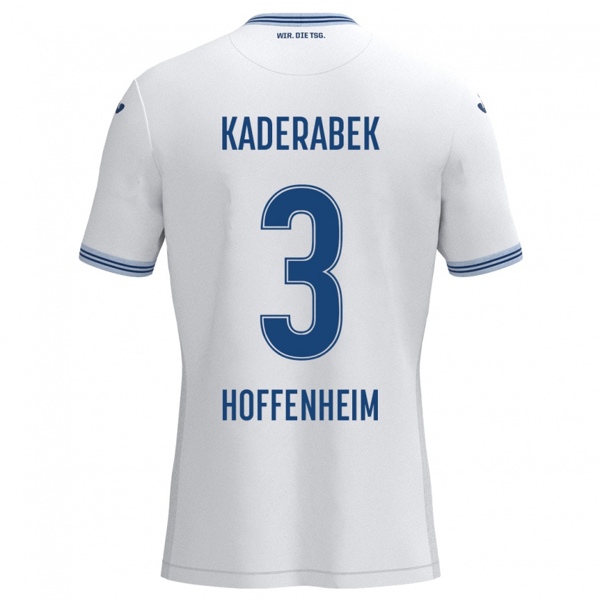 Kandiny Mujer Camiseta Pavel Kaderabek #3 Blanco Azul 2ª Equipación 2024/25 La Camisa Chile