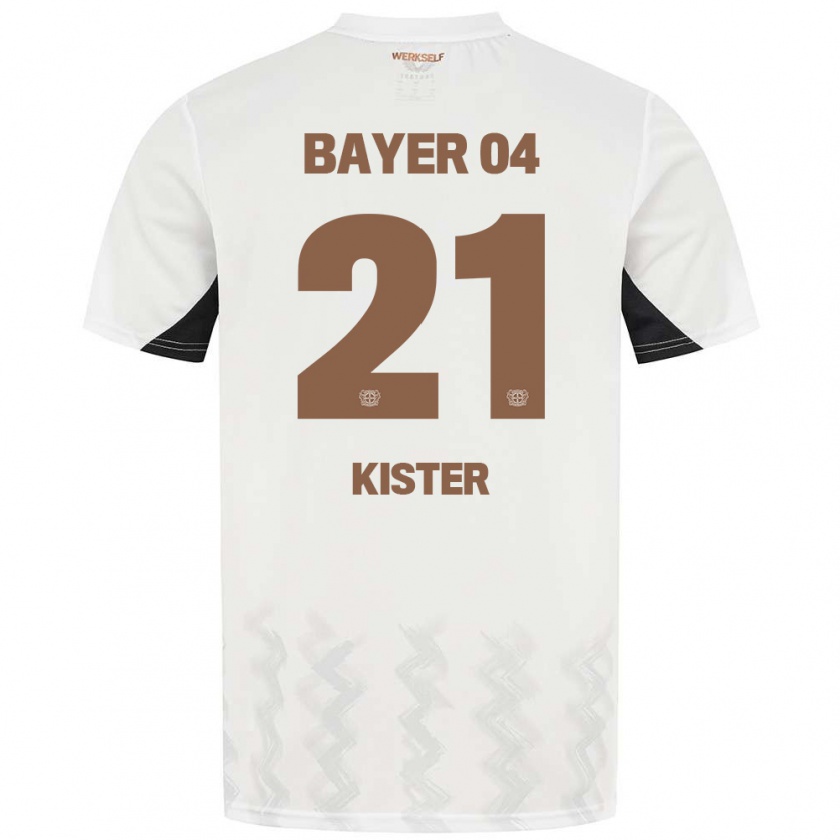 Kandiny Mujer Camiseta Akim Kister #21 Blanco Negro 2ª Equipación 2024/25 La Camisa Chile