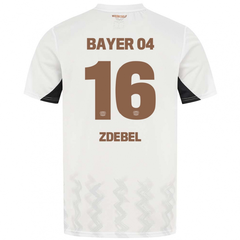 Kandiny Mujer Camiseta Sofie Zdebel #16 Blanco Negro 2ª Equipación 2024/25 La Camisa Chile