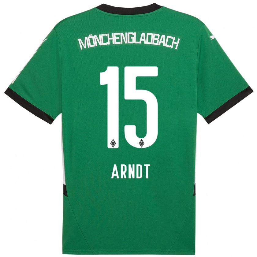 Kandiny Mujer Camiseta Leo Arndt #15 Verde Blanco 2ª Equipación 2024/25 La Camisa Chile