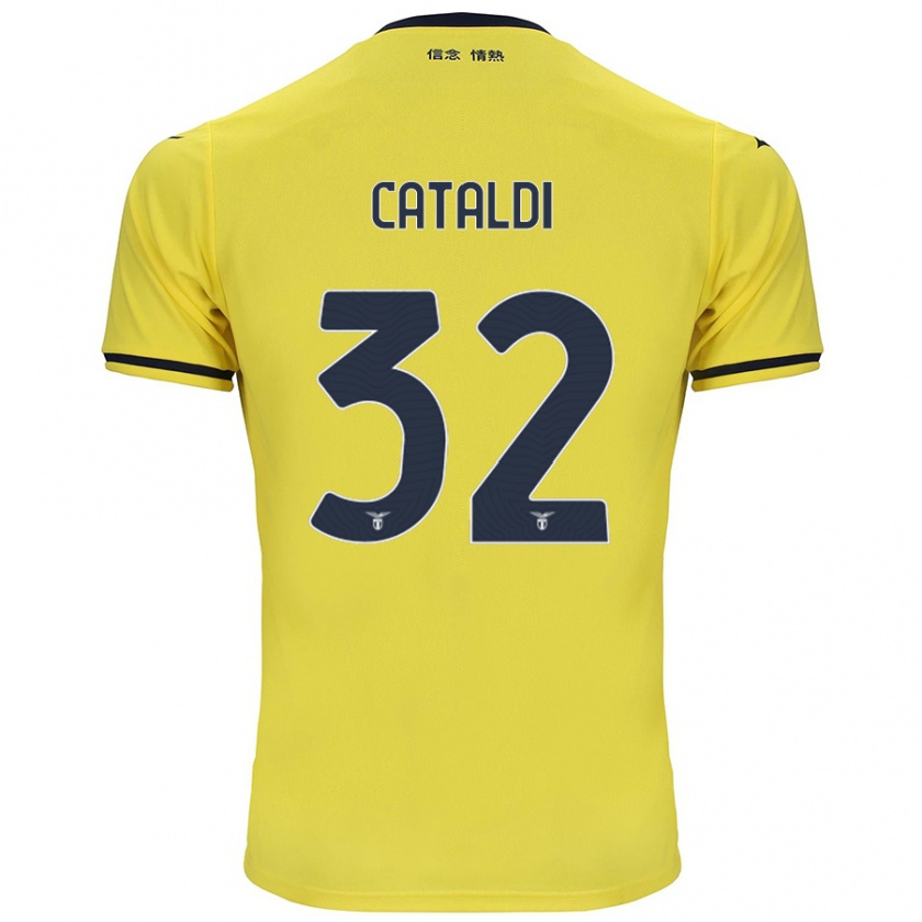 Kandiny Mujer Camiseta Danilo Cataldi #32 Amarillo 2ª Equipación 2024/25 La Camisa Chile