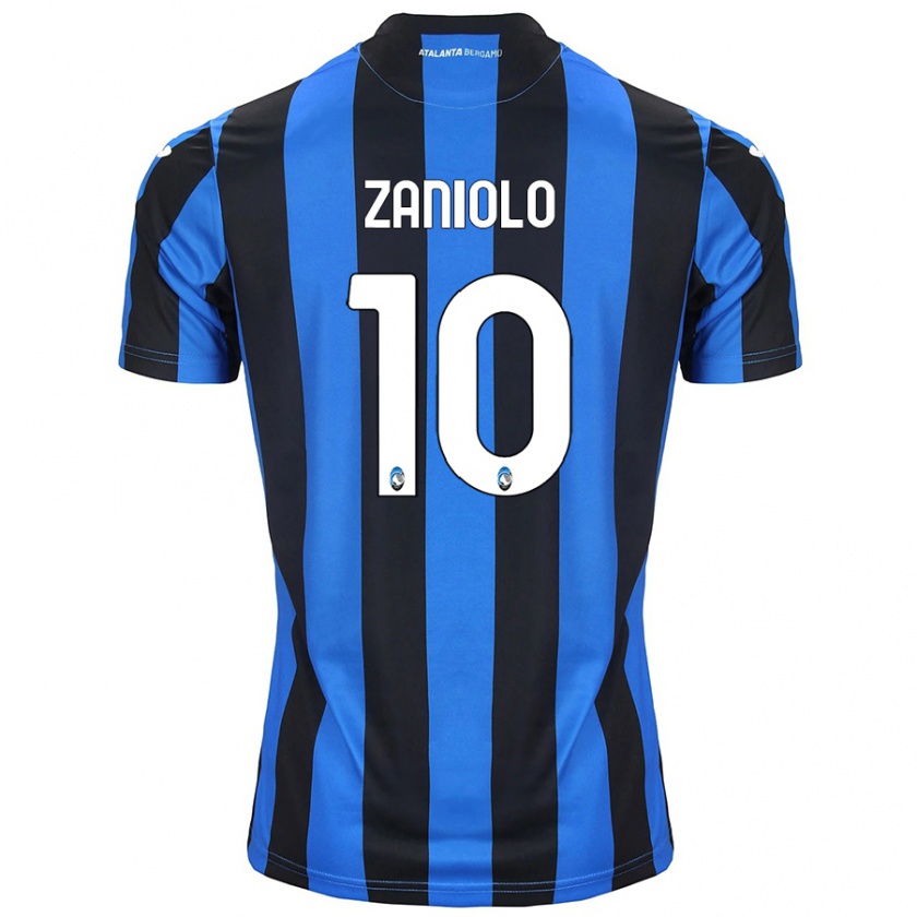 Kandiny Niño Camiseta Nicolò Zaniolo #10 Azul Negro 1ª Equipación 2024/25 La Camisa Chile