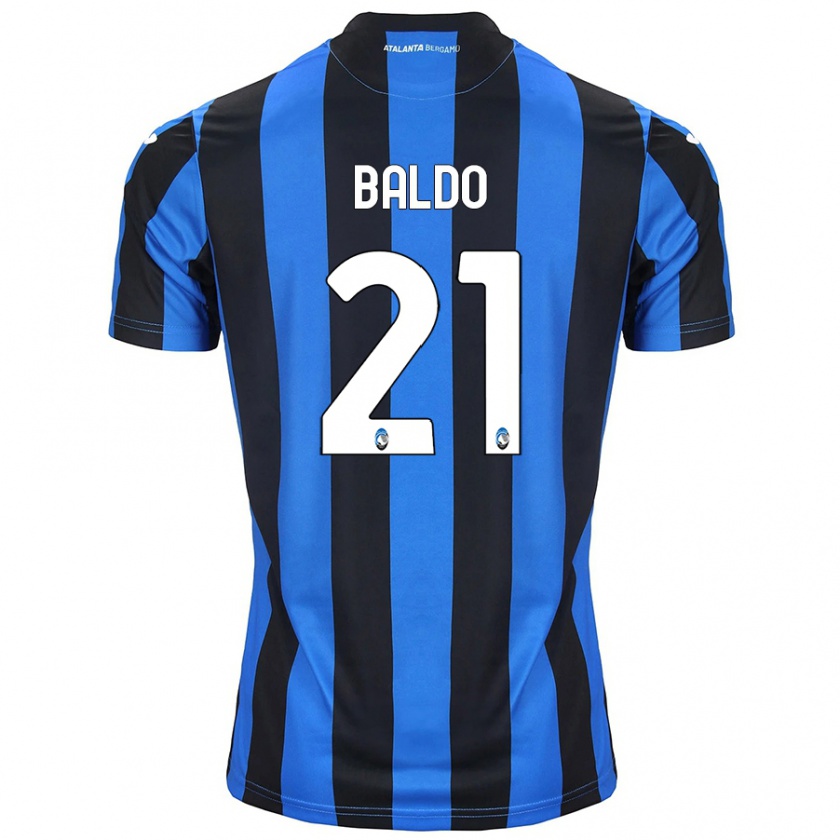 Kandiny Niño Camiseta Nicolò Baldo #21 Azul Negro 1ª Equipación 2024/25 La Camisa Chile