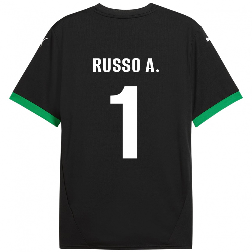 Kandiny Niño Camiseta Alessandro Russo #1 Negro Verde Oscuro 1ª Equipación 2024/25 La Camisa Chile