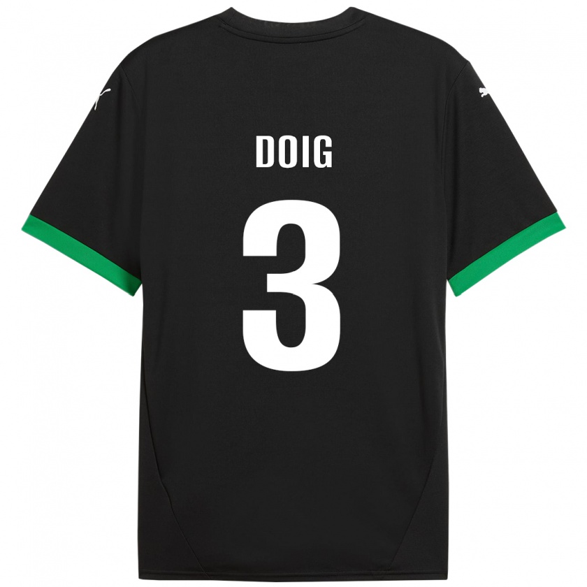 Kandiny Niño Camiseta Josh Doig #3 Negro Verde Oscuro 1ª Equipación 2024/25 La Camisa Chile