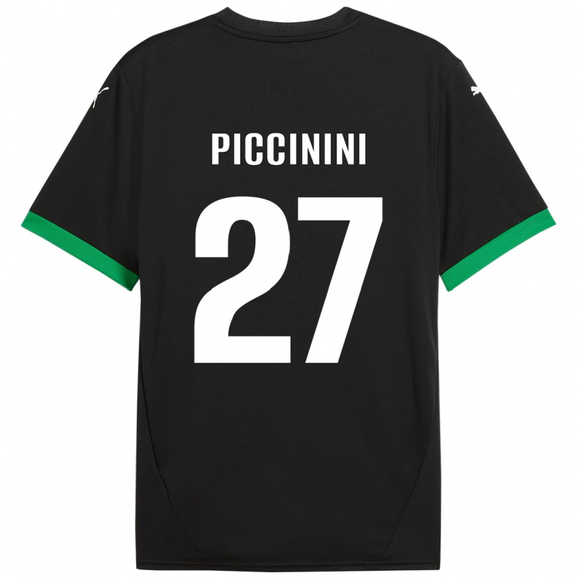 Kandiny Niño Camiseta Stefano Piccinini #27 Negro Verde Oscuro 1ª Equipación 2024/25 La Camisa Chile