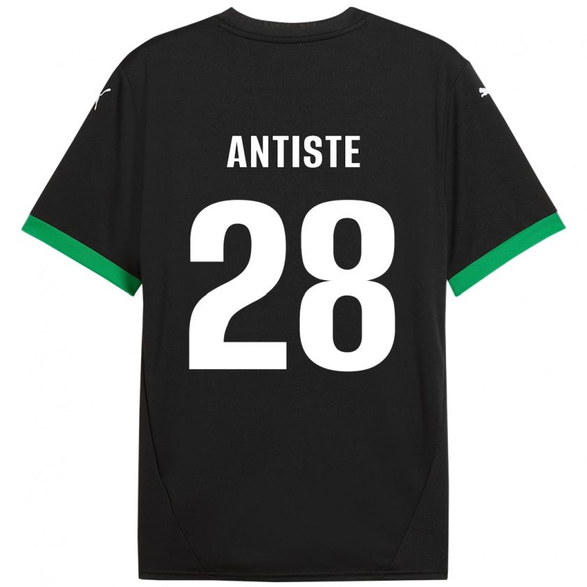 Kandiny Niño Camiseta Janis Antiste #28 Negro Verde Oscuro 1ª Equipación 2024/25 La Camisa Chile