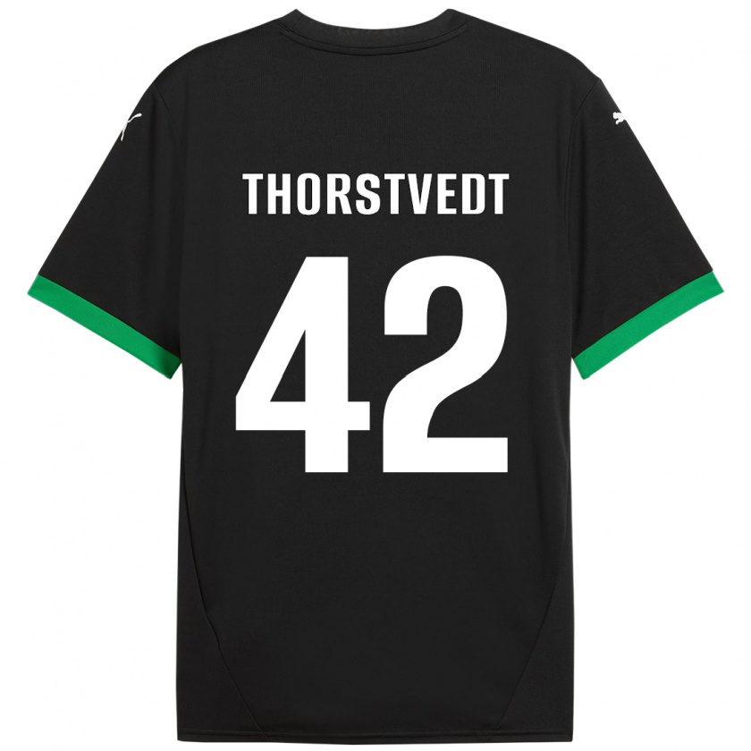 Kandiny Niño Camiseta Kristian Thorstvedt #42 Negro Verde Oscuro 1ª Equipación 2024/25 La Camisa Chile