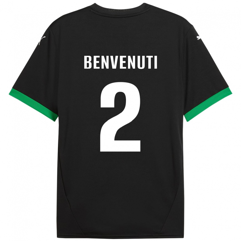 Kandiny Niño Camiseta Giacomo Benvenuti #2 Negro Verde Oscuro 1ª Equipación 2024/25 La Camisa Chile