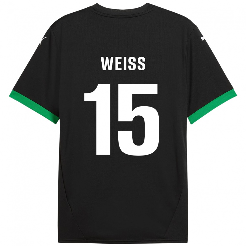 Kandiny Niño Camiseta David Weiss #15 Negro Verde Oscuro 1ª Equipación 2024/25 La Camisa Chile