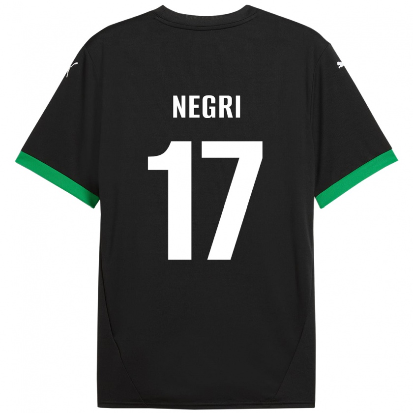 Kandiny Niño Camiseta Gabriele Negri #17 Negro Verde Oscuro 1ª Equipación 2024/25 La Camisa Chile