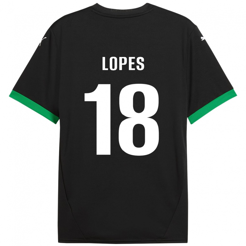 Kandiny Niño Camiseta Emerick Lopes #18 Negro Verde Oscuro 1ª Equipación 2024/25 La Camisa Chile