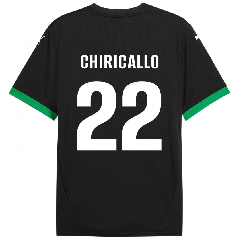 Kandiny Niño Camiseta Giovanni Chiricallo #22 Negro Verde Oscuro 1ª Equipación 2024/25 La Camisa Chile