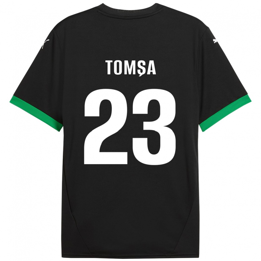 Kandiny Niño Camiseta Troy Tomșa #23 Negro Verde Oscuro 1ª Equipación 2024/25 La Camisa Chile