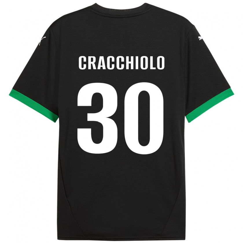 Kandiny Niño Camiseta Leonardo Cracchiolo #30 Negro Verde Oscuro 1ª Equipación 2024/25 La Camisa Chile