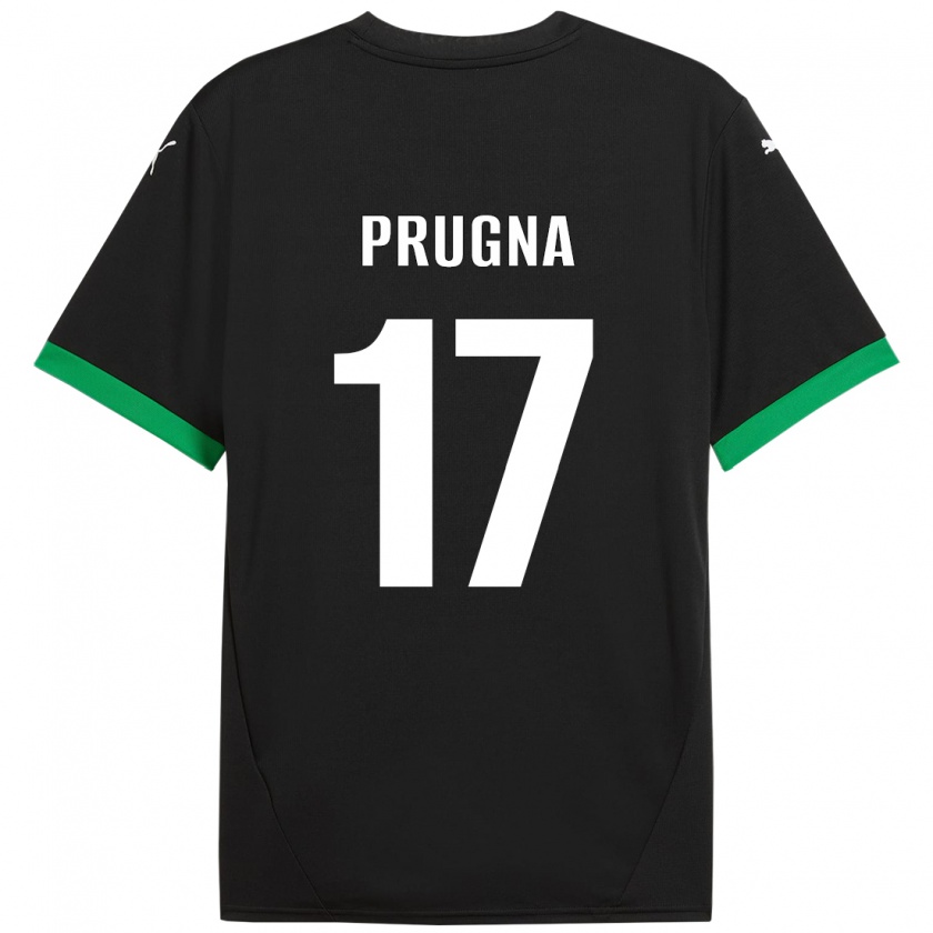 Kandiny Niño Camiseta Cecilia Prugna #17 Negro Verde Oscuro 1ª Equipación 2024/25 La Camisa Chile