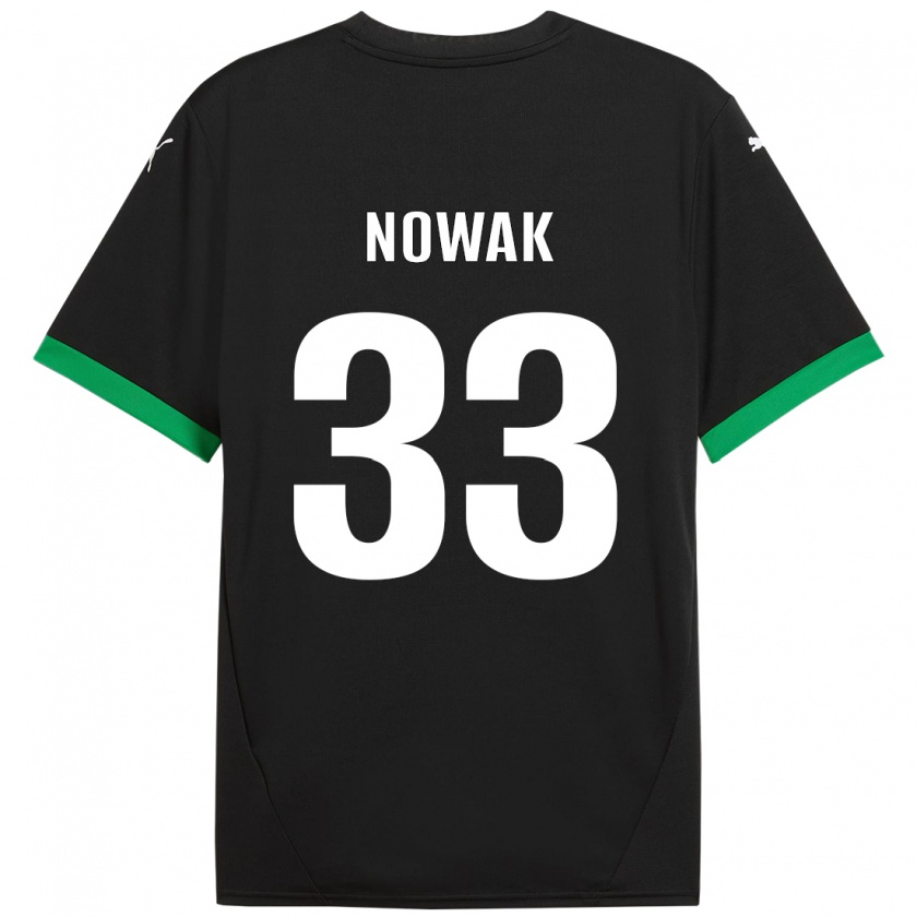 Kandiny Niño Camiseta Julie Nowak #33 Negro Verde Oscuro 1ª Equipación 2024/25 La Camisa Chile