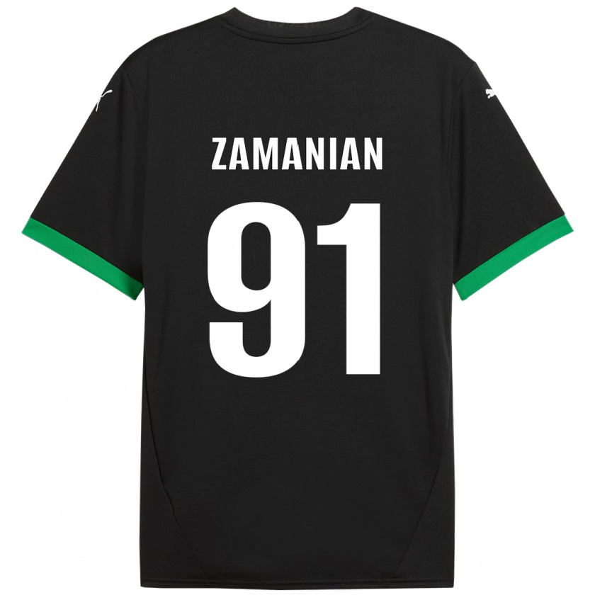 Kandiny Niño Camiseta Annahita Zamanian #91 Negro Verde Oscuro 1ª Equipación 2024/25 La Camisa Chile