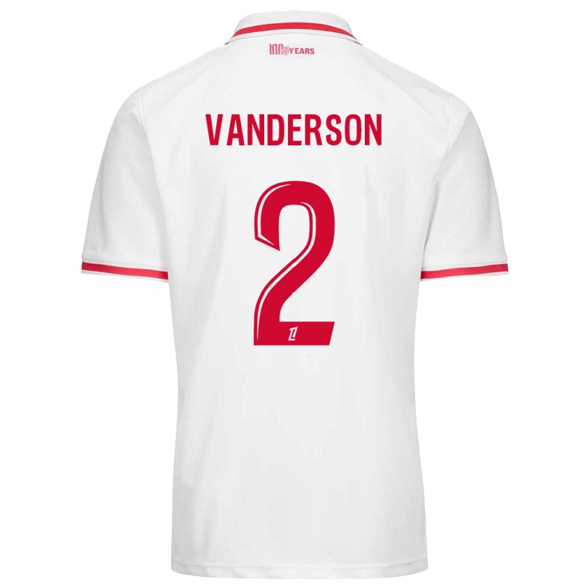 Kandiny Niño Camiseta Vanderson #2 Blanco Rojo 1ª Equipación 2024/25 La Camisa Chile