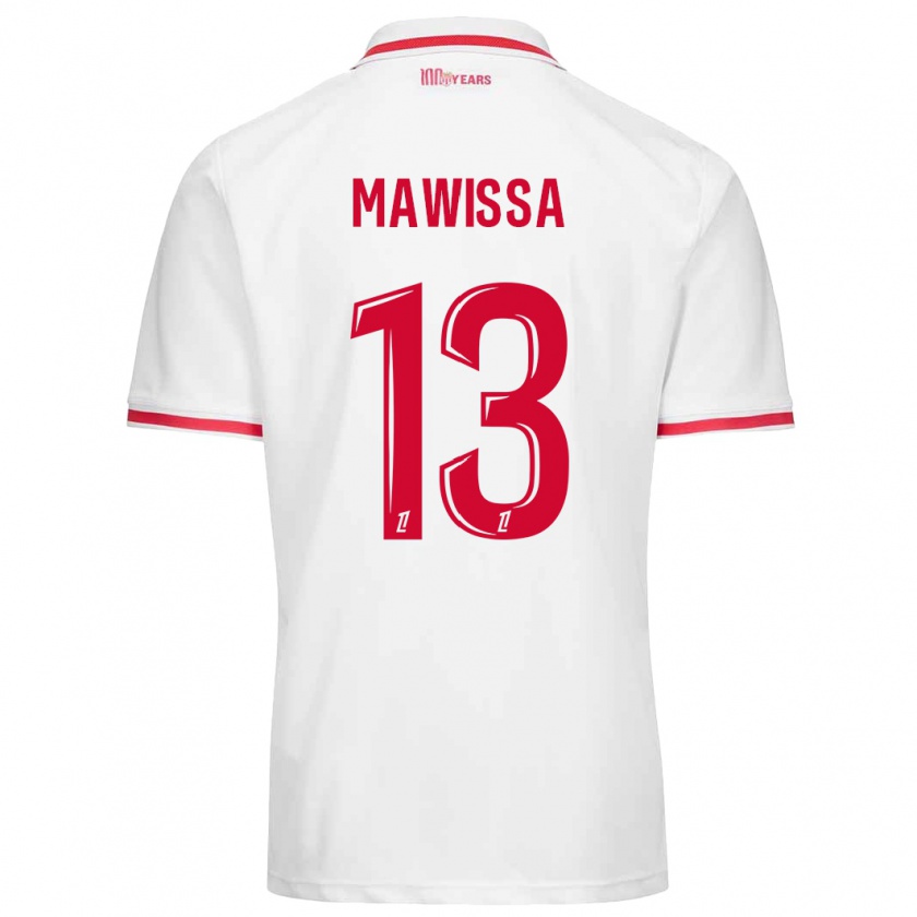 Kandiny Niño Camiseta Christian Mawissa #13 Blanco Rojo 1ª Equipación 2024/25 La Camisa Chile