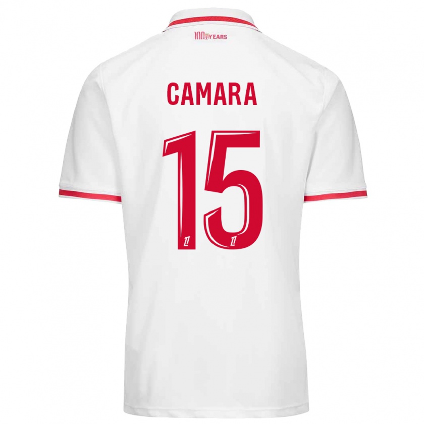 Kandiny Niño Camiseta Lamine Camara #15 Blanco Rojo 1ª Equipación 2024/25 La Camisa Chile