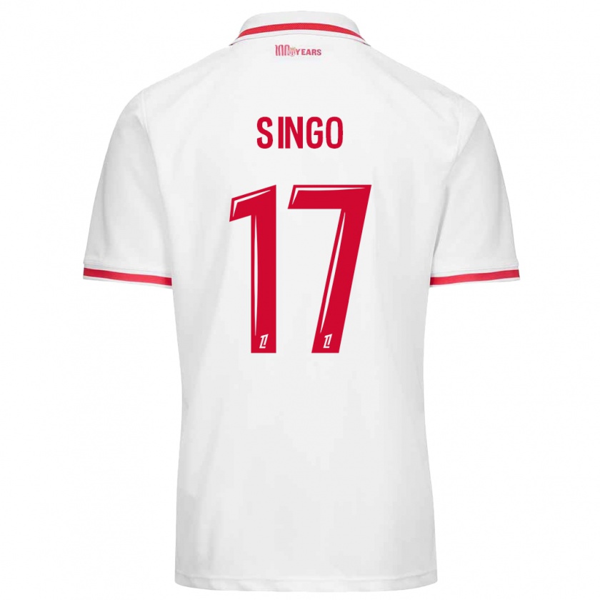 Kandiny Niño Camiseta Wilfried Singo #17 Blanco Rojo 1ª Equipación 2024/25 La Camisa Chile