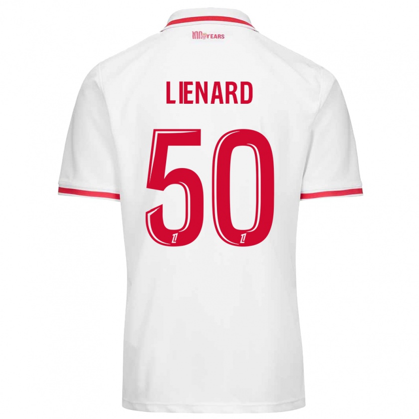 Kandiny Niño Camiseta Yann Lienard #50 Blanco Rojo 1ª Equipación 2024/25 La Camisa Chile