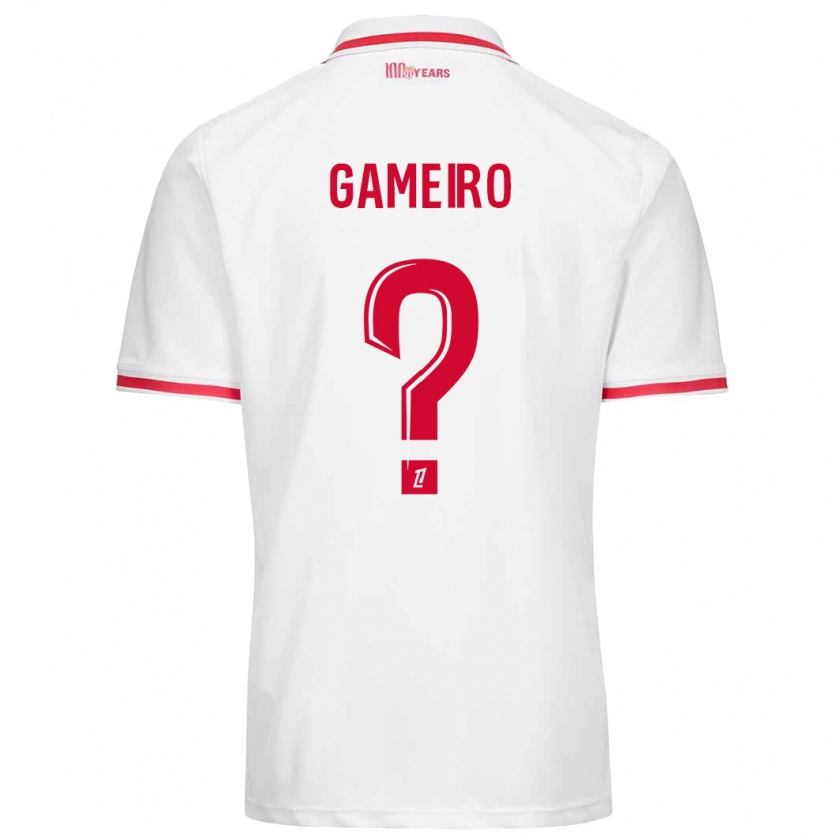 Kandiny Niño Camiseta Benoît Gameiro #0 Blanco Rojo 1ª Equipación 2024/25 La Camisa Chile