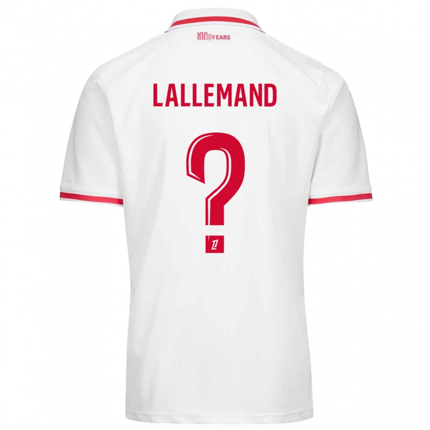 Kandiny Niño Camiseta Nassim Lallemand #0 Blanco Rojo 1ª Equipación 2024/25 La Camisa Chile