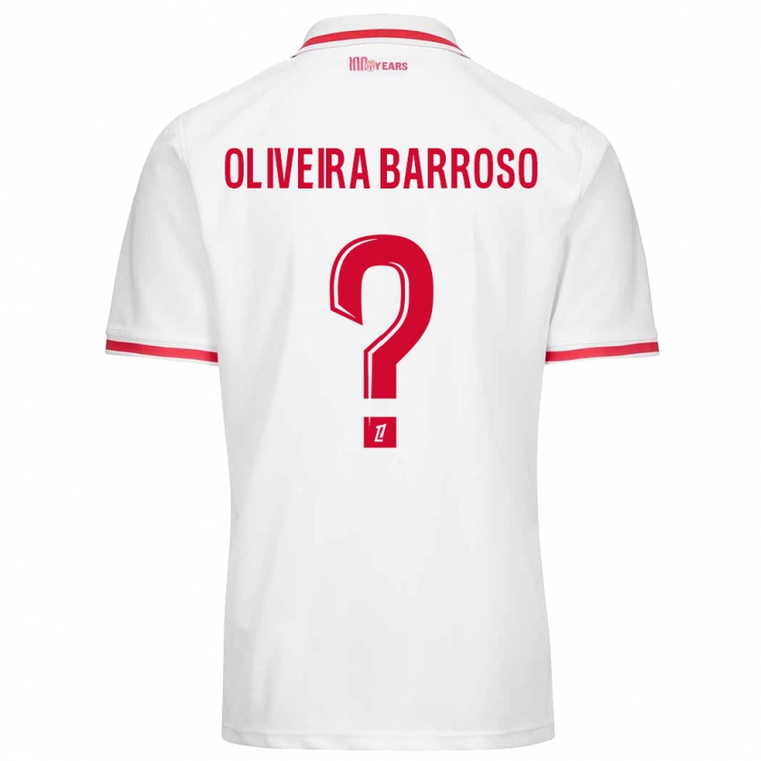 Kandiny Niño Camiseta Mickael Oliveira Barroso #0 Blanco Rojo 1ª Equipación 2024/25 La Camisa Chile